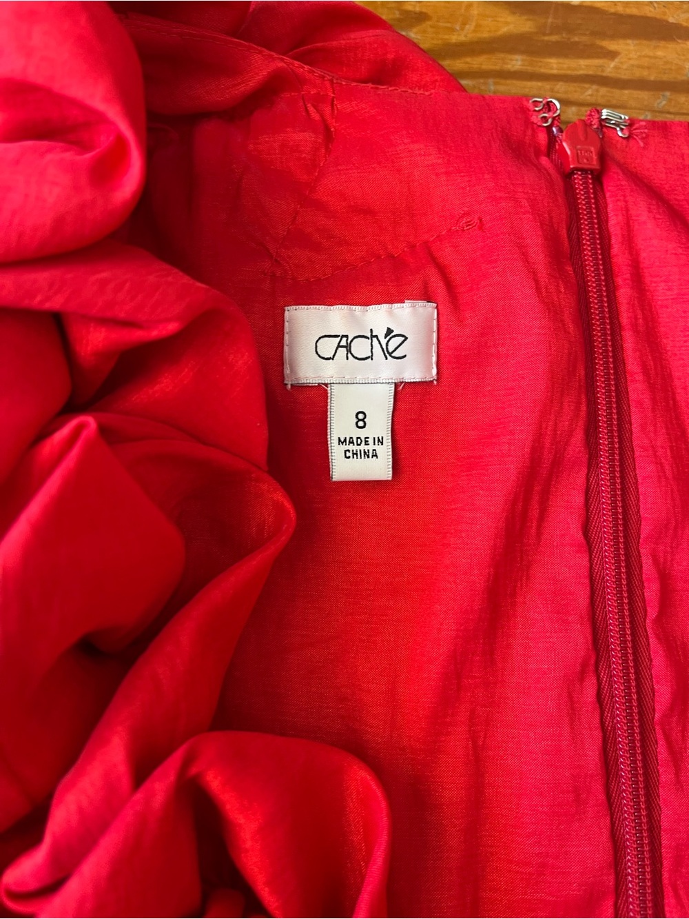 Cache Rosetta Cocktail HOCO Semiformal Red Ruffle Holiday Dress - Picture 4 of 8